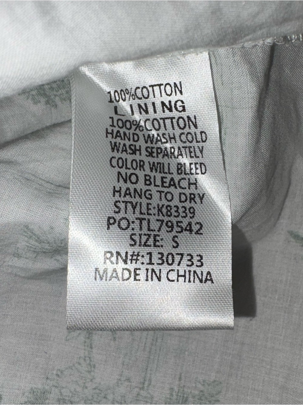 LN Umgee Green White Toile Print Puff Sleeve Poplin Blouse in Sea Green - S - Picture 12 of 13